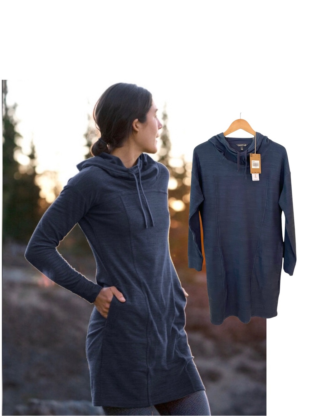 Toad & Co. Hibernation Hoodie Dress Gorpcore Athleisure Travel Cozy  L NWT